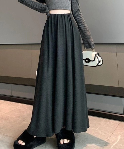 cammie(キャミー)の「カットソーフレアスカート(スカート・レディース・グレー/ブラック/ダークグレー・F)」の6枚目の写真
