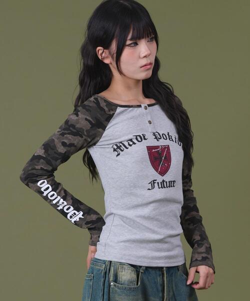 dispark（ディスパーク）の「DISPARK/【25年秋冬新作】クロスロゴラグラントップ（Tシャツ/カットソー・レディース・杢グレー/その他1・FREE）」の6枚目の写真