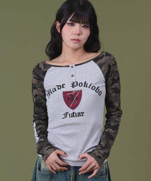 dispark（ディスパーク）の「DISPARK/【25年秋冬新作】クロスロゴラグラントップ（Tシャツ/カットソー・レディース・杢グレー/その他1・FREE）」の2枚目の写真