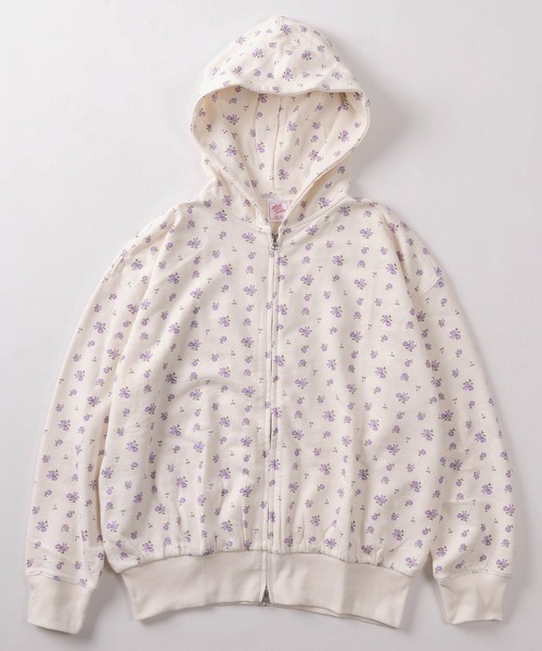 JEMORGAN（ジェーイーモーガン）の「【87】【JEMORGAN/ジェーイーモーガン】花柄 ガーゼ裏毛 ジップパーカー（パーカー・レディース・ブルー/グレー/ラベンダー/グレー系その他/レッド・FREE）」の6枚目の写真