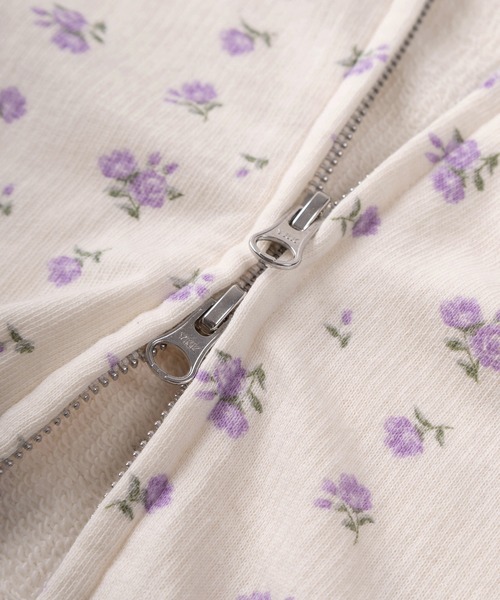 JEMORGAN（ジェーイーモーガン）の「【87】【JEMORGAN/ジェーイーモーガン】花柄 ガーゼ裏毛 ジップパーカー（パーカー・レディース・ブルー/グレー/ラベンダー/グレー系その他/レッド・FREE）」の9枚目の写真