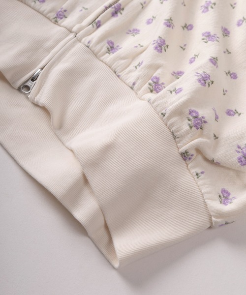 JEMORGAN（ジェーイーモーガン）の「【87】【JEMORGAN/ジェーイーモーガン】花柄 ガーゼ裏毛 ジップパーカー（パーカー・レディース・ブルー/グレー/ラベンダー/グレー系その他/レッド・FREE）」の10枚目の写真