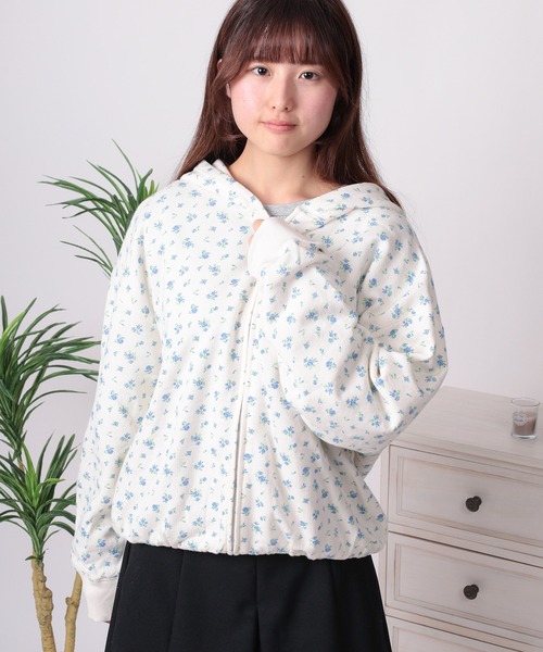 JEMORGAN（ジェーイーモーガン）の「【87】【JEMORGAN/ジェーイーモーガン】花柄 ガーゼ裏毛 ジップパーカー（パーカー・レディース・ブルー/グレー/ラベンダー/グレー系その他/レッド・FREE）」の19枚目の写真