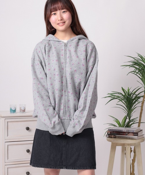 JEMORGAN（ジェーイーモーガン）の「【87】【JEMORGAN/ジェーイーモーガン】花柄 ガーゼ裏毛 ジップパーカー（パーカー・レディース・ブルー/グレー/ラベンダー/グレー系その他/レッド・FREE）」の15枚目の写真