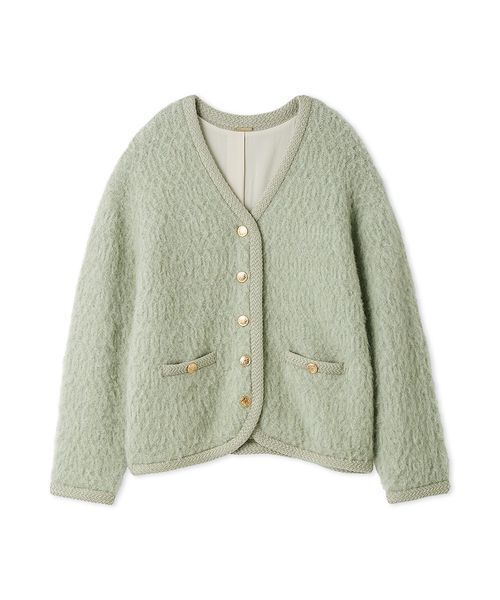 SNIDEL(スナイデル)の「ファーライクミドルニットジャケット(ノーカラージャケット・レディース・アイボリー/チャコールグレー/ミント・F)」の21枚目の写真