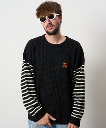 STUD MUFFIN | STUD MUFFIN/スタッドマフィン/ビックワッフルボーダー カートべアワッペン ワイドシルエットプルオーバー(Tシャツ/カットソー)