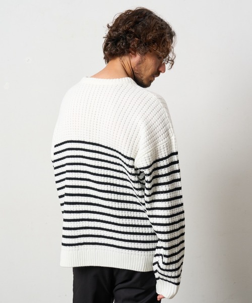 STUD MUFFIN（スタッドマフィン）の「STUD MUFFIN/スタッドマフィン/ビックワッフルボーダー カートべアワッペン ワイドシルエットプルオーバー（Tシャツ/カットソー・メンズ・ブラック/ホワイト系2・3/2/4）」の10枚目の写真