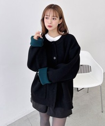 【INGNI　SOELA】バイカラーニットカーディガン／WEB限定