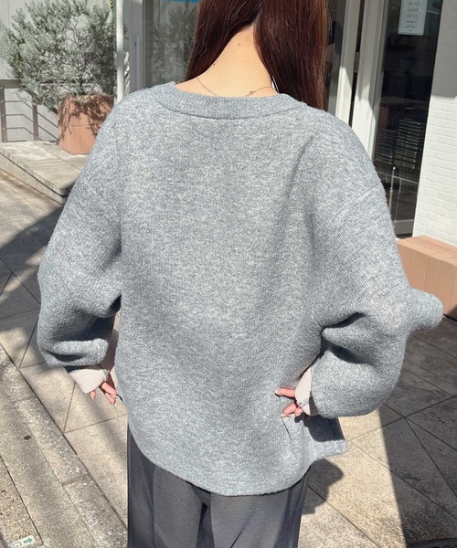 SOELA(ソエラ)の「【INGNI SOELA】バイカラーニットカーディガン/WEB限定(カーディガン/ボレロ・レディース・グレー系5/ホワイト系その他6/ブラック×グリーン/グレー×ピンク・M)」の15枚目の写真