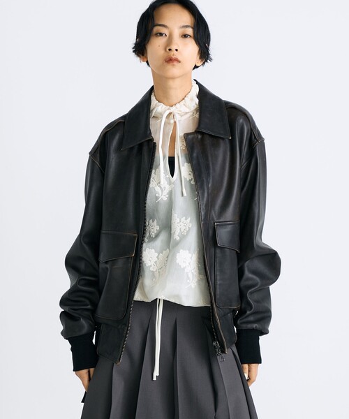 セール】クラッシュレザー A-2ジャケット（ダッフルコート）｜EDITION