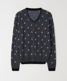 DOT PATTERN LAYERED KNIT CARDIGAN CHARCOAL BLACK