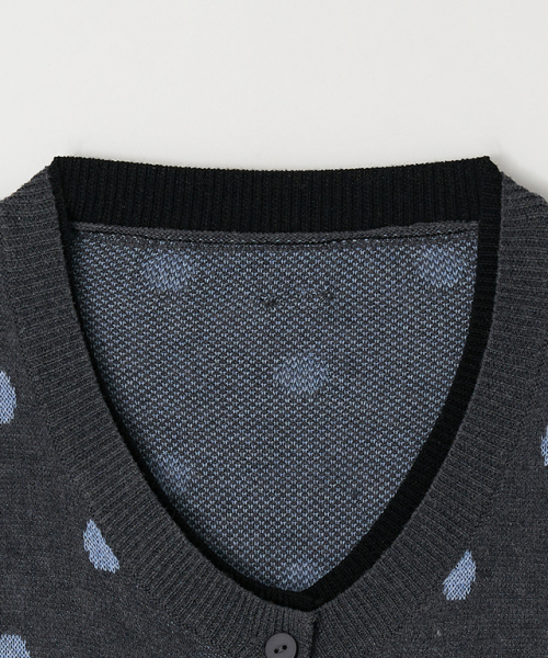 RONRON(ロンロン)の「DOT PATTERN LAYERED KNIT CARDIGAN CHARCOAL BLACK(カーディガン/ボレロ・レディース・その他・FREE)」の6枚目の写真