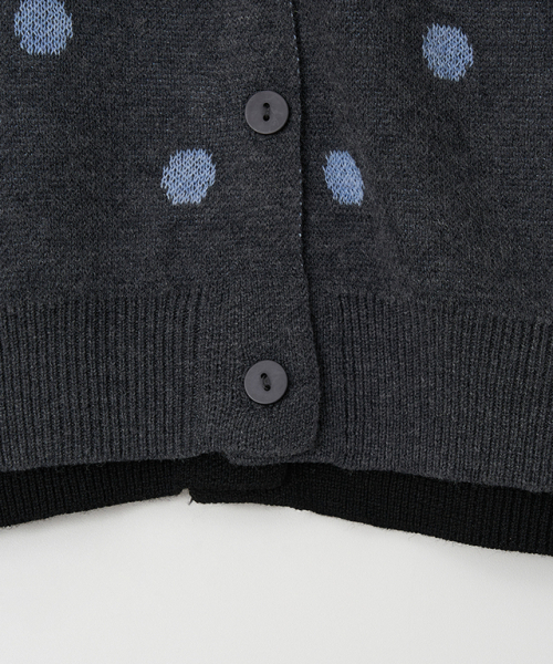 RONRON(ロンロン)の「DOT PATTERN LAYERED KNIT CARDIGAN CHARCOAL BLACK(カーディガン/ボレロ・レディース・その他・FREE)」の4枚目の写真