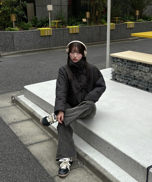 mellowneon(メロウネオン)の「2wayビジューリボンキルティングコート(ダウンジャケット/コート・レディース・ブラック/アイボリー・FREE)」の19枚目の写真