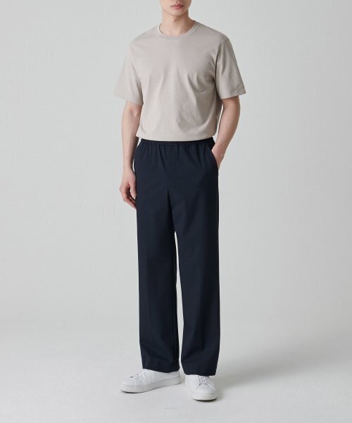 MUSINSA STANDARD（ムシンサスタンダード）の「ジェンダーレスワイドバンディングスラックス[ネイビー]（スラックス・レディース・その他・30/24/26/28）」の2枚目の写真