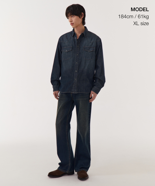 MUSINSA STANDARD（ムシンサスタンダード）の「デニムウエスタンシャツ[ダークブルー]（シャツ/ブラウス・メンズ・その他・SMALL/MEDIUM/LARGE/X-LARGE/XX-LARGE）」の2枚目の写真