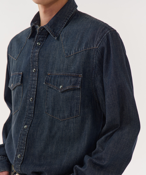 MUSINSA STANDARD（ムシンサスタンダード）の「デニムウエスタンシャツ[ダークブルー]（シャツ/ブラウス・メンズ・その他・SMALL/MEDIUM/LARGE/X-LARGE/XX-LARGE）」の6枚目の写真