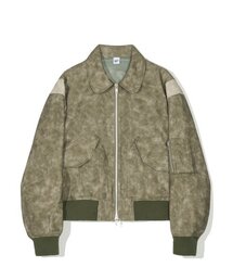 PARTIMENTO（パルティメント）の「[ビーガンレザー] カラーブロックフライトブルゾンカーキ（MA-1）」