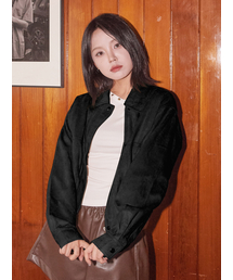 THE GREEN LAB（ザグリーンラボ）の「FAUX Velvet Suede Blouson Jacket [Black]（ライダースジャケット）」