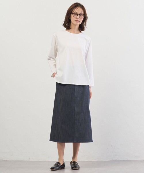 J.PRESS Ladies(J.プレス レディス)の「ベーシックジャージー シャツテール カットソー(Tシャツ/カットソー・レディース・ホワイト系・SMALL)」の12枚目の写真