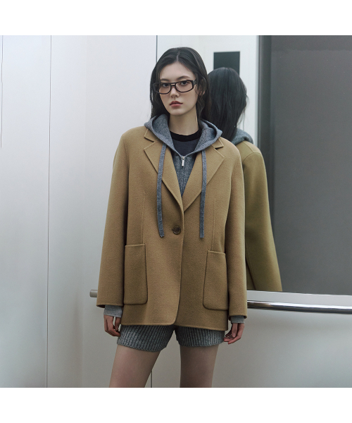 LAP(ラップ)の「(ハンド)ワンボタンウール混紡ジャケット AR4WTA63(その他アウター・レディース・Beige・FREE)」の2枚目の写真