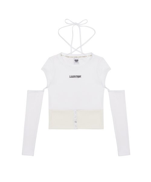 LUVISTRUE(ラヴイズトゥルー)の「CH BUTTON LAYERED TEE(WHITE)(Tシャツ/カットソー・レディース・その他・FREE)」の3枚目の写真