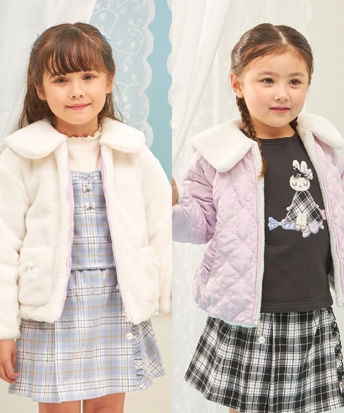 KP（ケーピー）の「フェイクファー×リボンキルト リバーシブルジャケット（その他アウター・キッズ・オフホワイト/ベージュ系その他・90cm/100cm/110cm/120cm/130cm）」の2枚目の写真