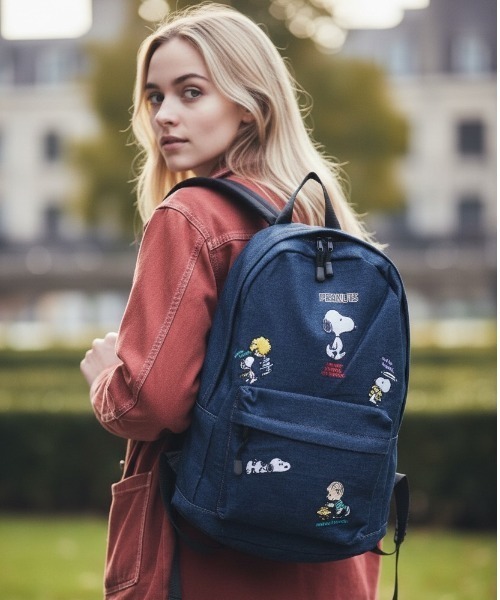 PEANUTS（ピーナッツ）の「PEANUTS デニムデイパック（バックパック/リュック・レディース・インディゴブルー/ライトインディゴブルー・FREE）」の2枚目の写真