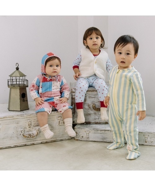 FirstCloset×mioさん】 長袖ファスナーオール 足付き 裏毛 ベビーザら