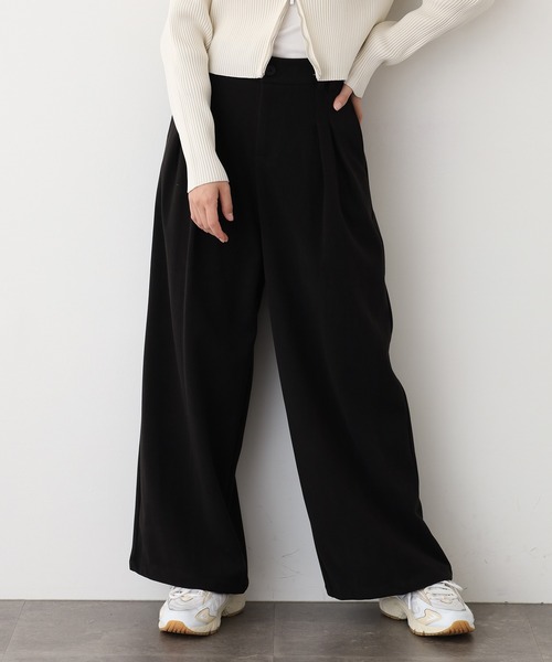 EGLANTINE（エグランティーヌ）の「EGLANTINE タックワイドパンツ（その他パンツ・レディース・チャコールグレー/ブラック/アイボリー・38）」の9枚目の写真