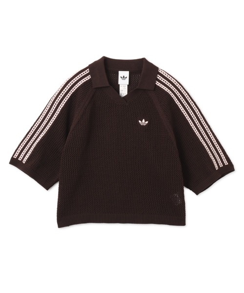 adidas（アディダス）の「adidas KNITTED CROCHET POLO / アディダス ニット クロッシュ ポロ（ニット/セーター・レディース・ブラウン・L/M/S）」の3枚目の写真