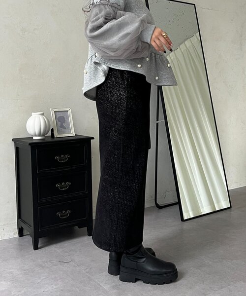 prose verse（プロズヴェール）の「ラメコーデュロイナロースカート（スカート・レディース・ブラック/ライトベージュ・PM/LARGE/MEDIUM/PL）」の21枚目の写真