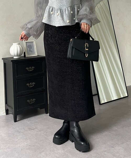 prose verse（プロズヴェール）の「ラメコーデュロイナロースカート（スカート・レディース・ブラック/ライトベージュ・PM/LARGE/MEDIUM/PL）」の22枚目の写真