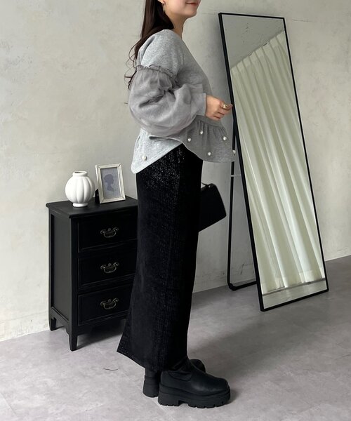 prose verse（プロズヴェール）の「ラメコーデュロイナロースカート（スカート・レディース・ブラック/ライトベージュ・PM/LARGE/MEDIUM/PL）」の15枚目の写真