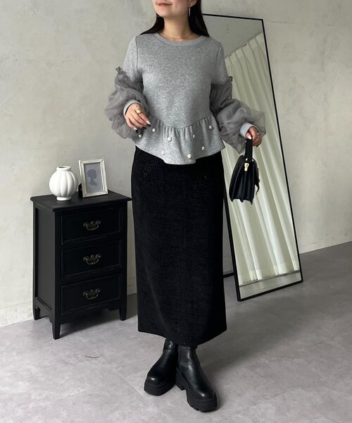 prose verse（プロズヴェール）の「ラメコーデュロイナロースカート（スカート・レディース・ブラック/ライトベージュ・PM/LARGE/MEDIUM/PL）」の16枚目の写真