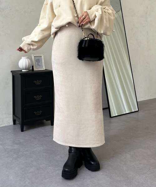 prose verse（プロズヴェール）の「ラメコーデュロイナロースカート（スカート・レディース・ブラック/ライトベージュ・PM/LARGE/MEDIUM/PL）」の5枚目の写真