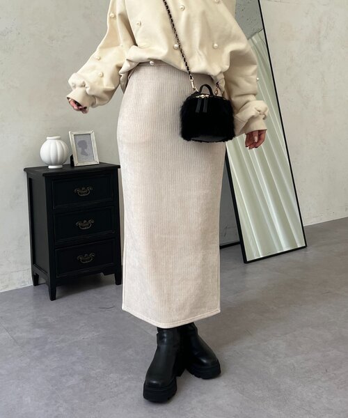 prose verse（プロズヴェール）の「ラメコーデュロイナロースカート（スカート・レディース・ブラック/ライトベージュ・PM/LARGE/MEDIUM/PL）」の6枚目の写真