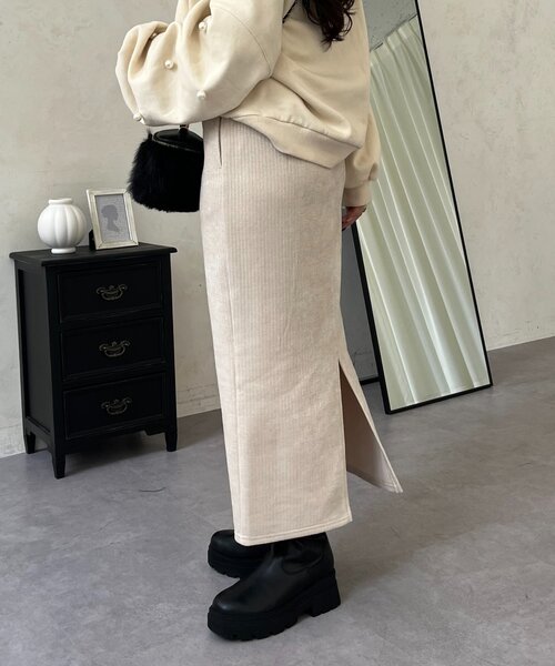 prose verse（プロズヴェール）の「ラメコーデュロイナロースカート（スカート・レディース・ブラック/ライトベージュ・PM/LARGE/MEDIUM/PL）」の7枚目の写真