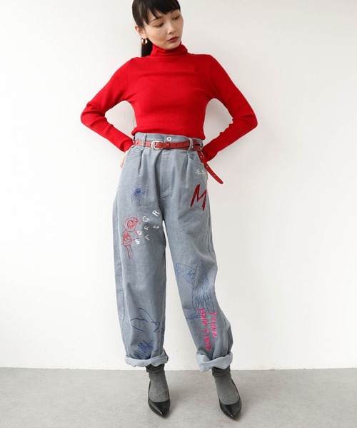 Three Four Time（ｽﾘｰﾌｫｰﾀｲﾑ）の「カラーリブタートルネックプルオーバー（ニット/セーター・レディース・オフホワイト/ブルー/ブラック/レッド・FREE）」の7枚目の写真