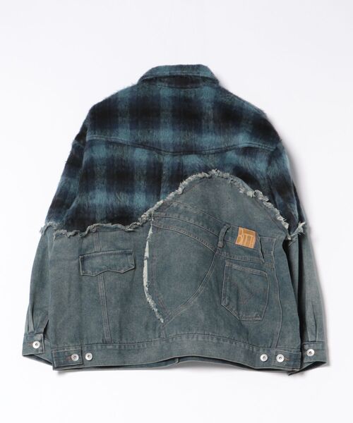BITTOKO(ビットコ)の「チェックシャギーデニムブルゾン(デニムジャケット・レディース・ブルー/レッド・FREE)」の3枚目の写真