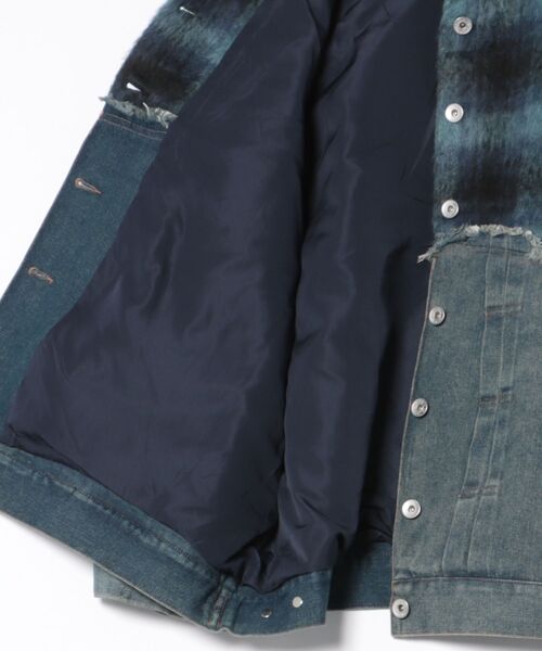 BITTOKO(ビットコ)の「チェックシャギーデニムブルゾン(デニムジャケット・レディース・ブルー/レッド・FREE)」の4枚目の写真