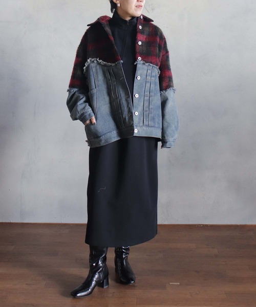 BITTOKO(ビットコ)の「チェックシャギーデニムブルゾン(デニムジャケット・レディース・ブルー/レッド・FREE)」の16枚目の写真