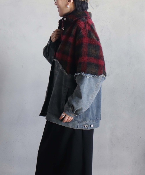 BITTOKO(ビットコ)の「チェックシャギーデニムブルゾン(デニムジャケット・レディース・ブルー/レッド・FREE)」の22枚目の写真