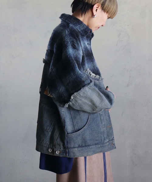 BITTOKO(ビットコ)の「チェックシャギーデニムブルゾン(デニムジャケット・レディース・ブルー/レッド・FREE)」の10枚目の写真