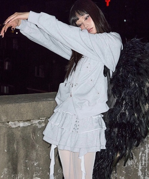 セール】【NOT KNOWING】3 Tiered Lace-Up Ruffle Skirt / 【ノット