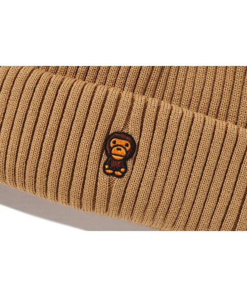 A BATHING APE（アベイシングエイプ）の「BABY MILO ONE POINT KNIT CAP（ニットキャップ/ビーニー・キッズ・ベージュ・FREE）」の3枚目の写真