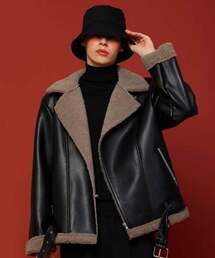 KOLEAT（コレット）の「MENS OVERSIZED SHEARLING FLEECE JACKET BLACK KHAKI_GRAY（ムートンコート・メンズ）」