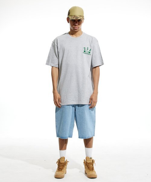 CREAM SODA LAB（クリームソーダラボ）の「ユエスエイバスケットボール スモールロゴ 半袖Tシャツ グレー グリーン（Tシャツ/カットソー・メンズ・その他・LARGE/X-LARGE/XX-LARGE/MEDIUM）」の4枚目の写真