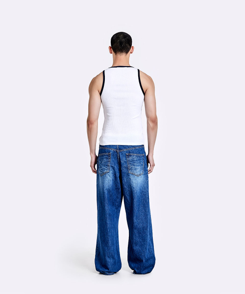 51%（フィフティーワンパーセント）の「オーバーサイズデニムパンツ - ディープブルー（デニムパンツ・メンズ・その他・LARGE/SMALL/MEDIUM）」の16枚目の写真