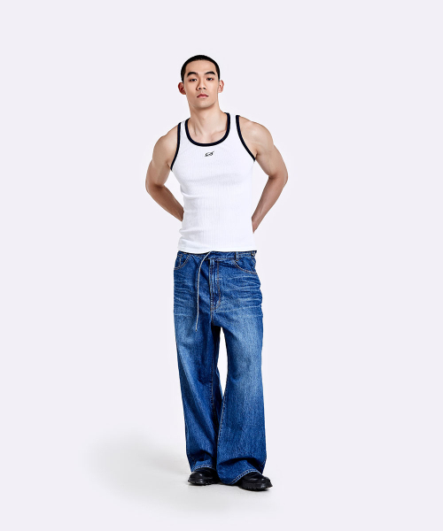 51%（フィフティーワンパーセント）の「オーバーサイズデニムパンツ - ディープブルー（デニムパンツ・メンズ・その他・LARGE/SMALL/MEDIUM）」の17枚目の写真